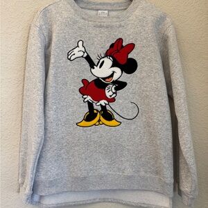 Minnie Mouse Sweatshirt Women M Gray Disney Applique Super Soft Fleece Casual